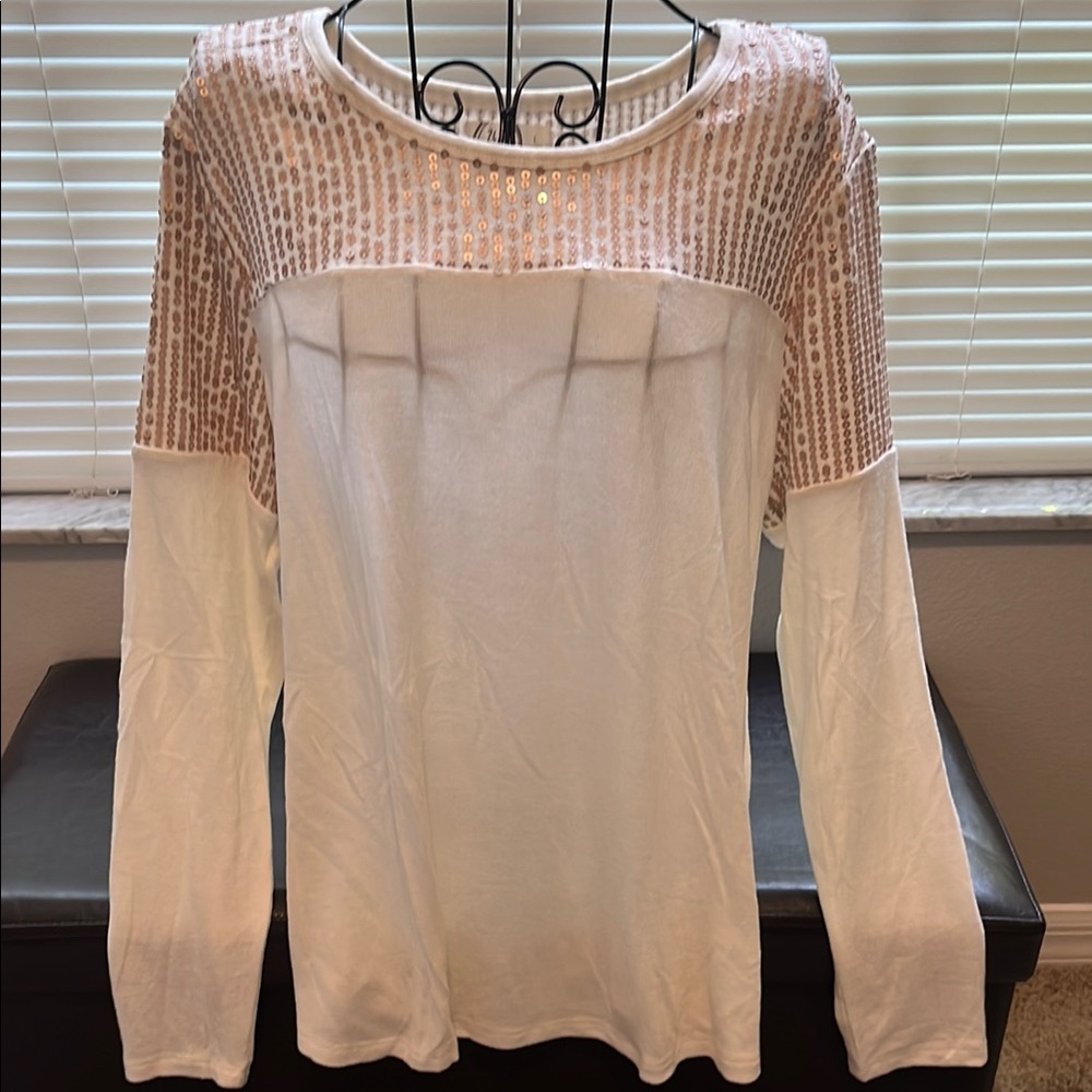 Maurices Cream Blouse with Textured Upper